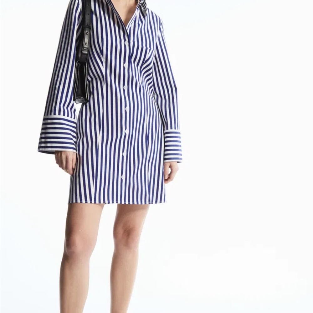 COS Blue and White Striped Shirt Dress - US 4